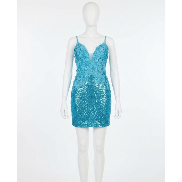 JOVANI Dresses & Skirts - NEW JOVANI floral short fitted cocktail dress in turquoise